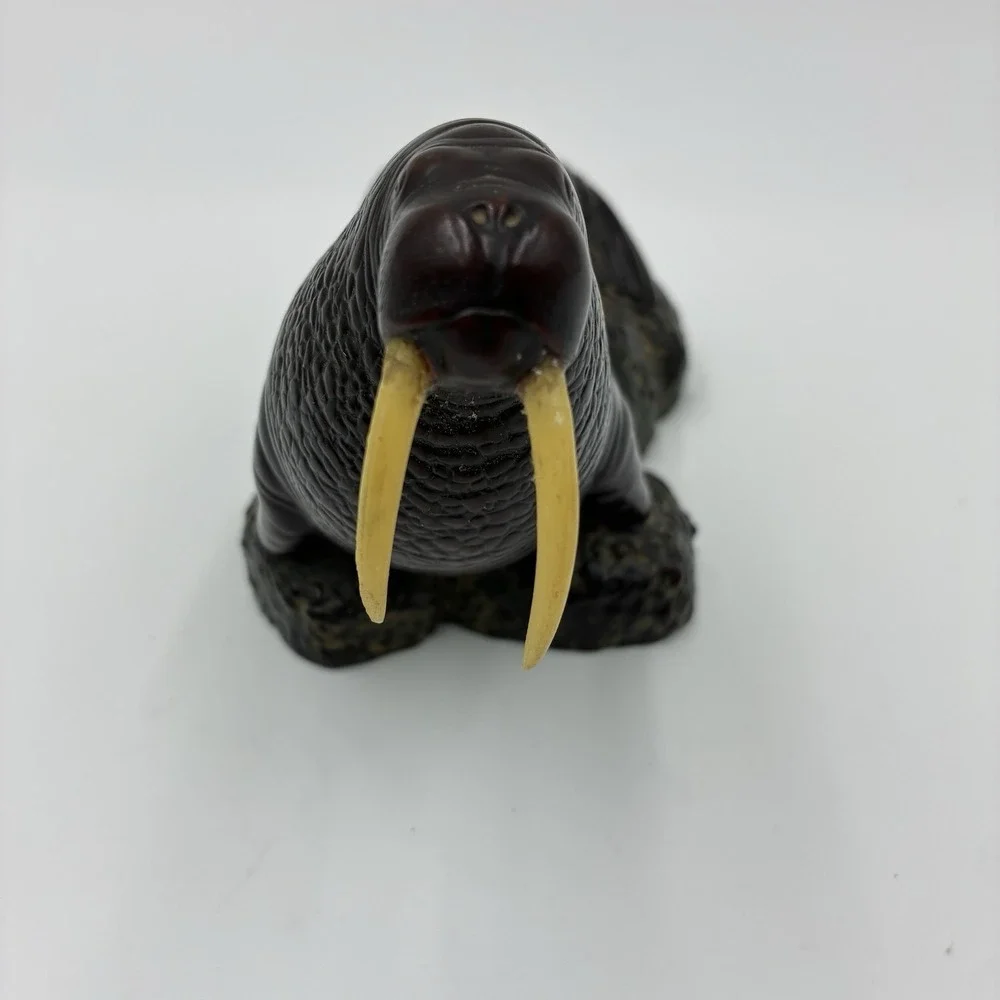 Vtg Walrus On Rock Figurine Resin Statue Figure Boma Canada Small Rare